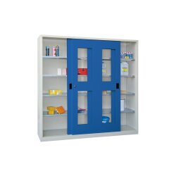 Stahl Schiebetürenschrank mit Sichtfenstertüren...