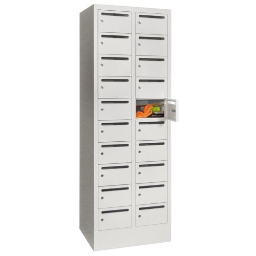 Postverteilerschrank 20 Fächer mit Briefschlitz, Korpus: Lichtgrau, Türen: Reinorange