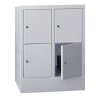 Schliessfachschrank 4 Fächer, Abteilbreite 300mm, auf Sockel, Höhe 85,5 cm, Korpus: Lichtgrau, Türen: Lichtgrau, Drehriegel