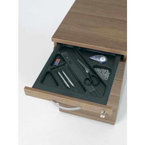 Standcontainer mit 4 Schubfächern und Utensilienschubfach, 80 cm Tief ,Dekor Front: Buche Dunkel, Dekor Korpus: Buche Dunkel