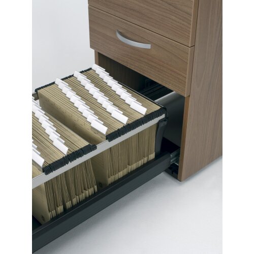 Standcontainer mit Hängeregistratur und 2 Metall-Schubfächern, 80 cm Tief ,Dekor Front: Nussbaum Dunkel, Dekor Korpus: Nussbaum Dunkel