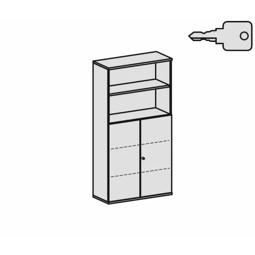 Aktenschrank 5 Ordnerreihen, mit Drehtüren und Regal, 100 cm breit