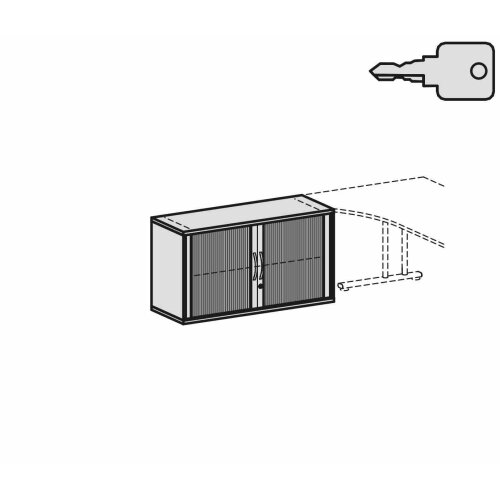 Anstell Rollladenschrank 72 cm hoch, 2 Ordnerhöhen, 120 cm breit
