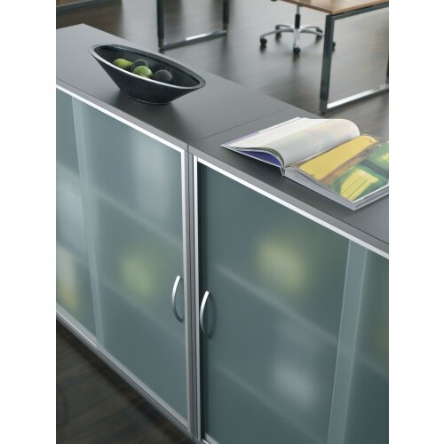 Schiebetürenschrank mit Glastüren, 2 Ordnerreihen, 120 cm breit