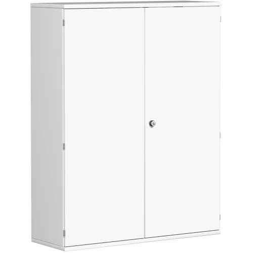 Garderobenschrank 4 OH, 120 cm breit, Dekor Korpus: Weiß, Front: Weiß