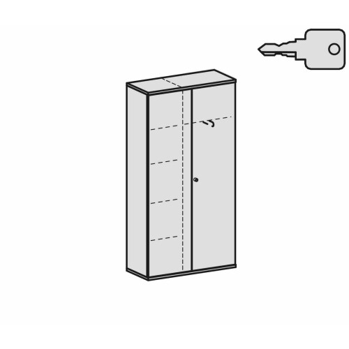 Garderobenschrank 5 OH, 100 cm breit, Dekor Korpus: Lichtgrau, Front: Lichtgrau