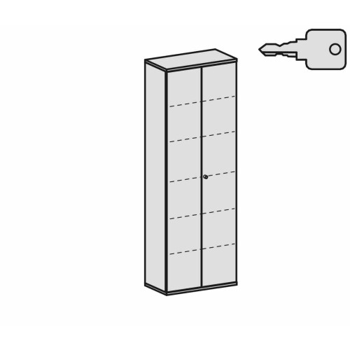 Aktenschrank 6 OH, 80 cm breit Dekor Korpus: Weiß, Front: Ahorn