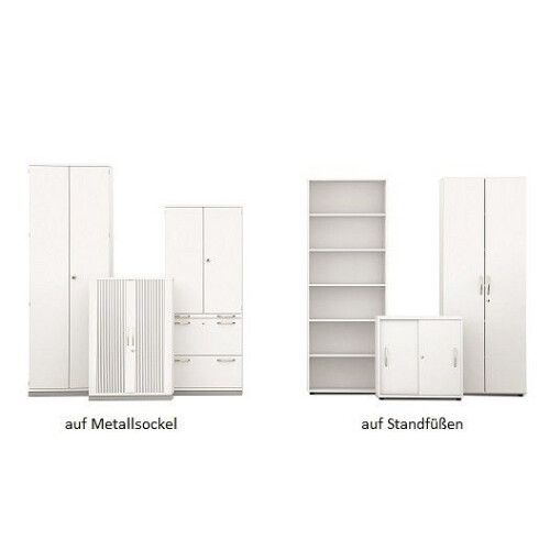 Aktenschrank 6 OH, 80 cm breit Dekor Korpus: Weiß, Front: Ahorn