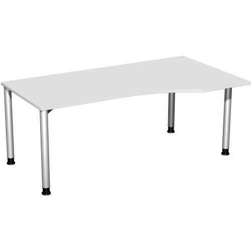 Schreibtisch PC-Form rechts  Rundfuss, höhenverstellbar, 180 cm breit