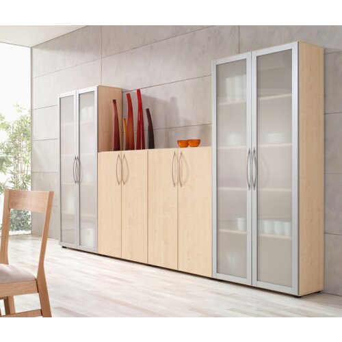 Aktenregal 5 Ordnerhöhen 80 cm breit 188 cm hoch, Dekor: Grau