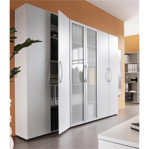 Aktenregal 5 Ordnerhöhen 80 cm breit 188 cm hoch, Dekor: Buche