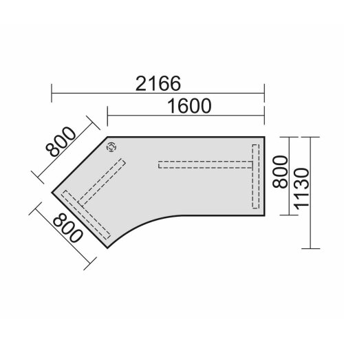 Schreibtisch Freiform 135° links höhenverstellbar