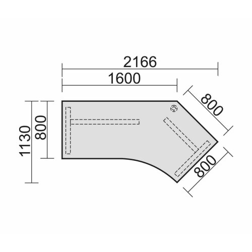 Schreibtisch Freiform 135° rechts höhenverstellbar