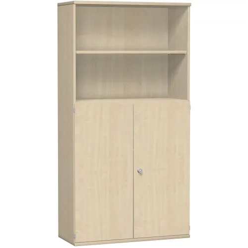 Aktenschrank 5 Ordnerreihen, mit Drehtüren und Regal, 100 cm breit, Dekor Korpus: Lichtgrau, Front: Lichtgrau