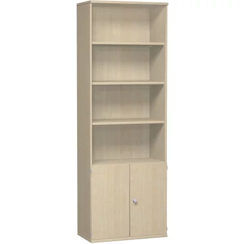 Aktenschrank 6 Ordnerreihen, mit Drehtüren und Regal, 80 cm breit, Dekor Korpus: Weiß, Front: Weiß