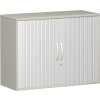 Rollladenschrank 2 Ordnerhöhen, 100 cm breit, Dekor Korpus: Lichtgrau, Front: Silber