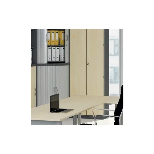 Eck Rollladenschrank 3 Ordnerhöhen, Dekor Korpus: Lichtgrau, Front: Silber