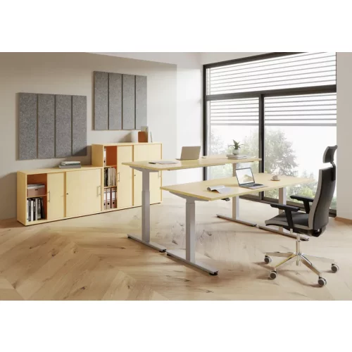 Schiebetürenschrank in 2 Ordnerhöhen, 120 cm breit 74,8 cm Hoch