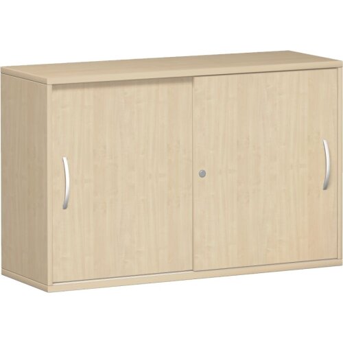 Schiebetürenschrank 2 Ordnerhöhen, 120 cm breit, Dekor Korpus: Ahorn, Front: Ahorn