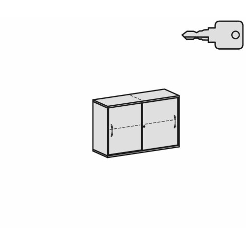 Schiebetürenschrank 2 Ordnerhöhen, 120 cm breit, Dekor Korpus: Buche Dunkel, Front: Buche Dunkel