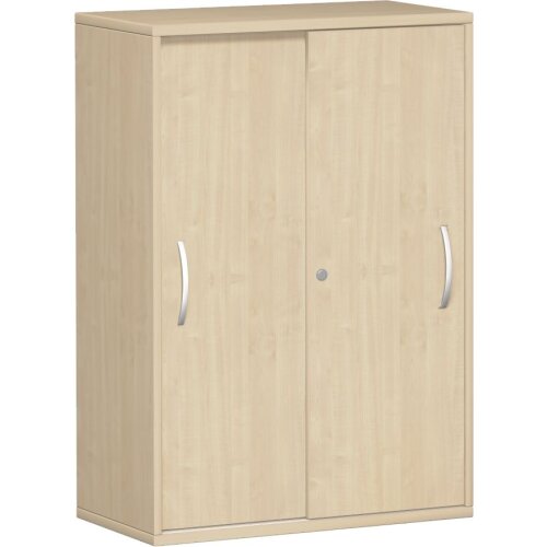 Schiebetürenschrank 3 Ordnerhöhen, 80 cm breit, Dekor Korpus: Lichtgrau, Front: Lichtgrau