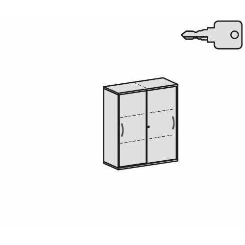 Schiebetürenschrank 3 Ordnerhöhen, 100 cm breit, Dekor Korpus: Lichtgrau, Front: Weiß