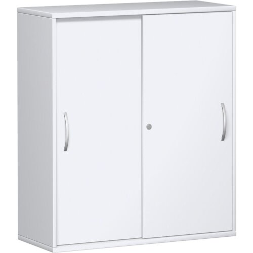 Schiebetürenschrank 3 Ordnerhöhen, 100 cm breit, Dekor Korpus: Weiss, Front: Weiß