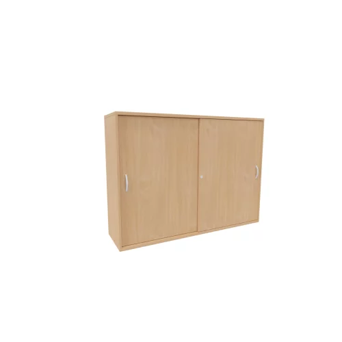 Schiebetürenschrank 3 Ordnerhöhen, 160 cm breit, Dekor Korpus: Lichtgrau, Front: Ahorn