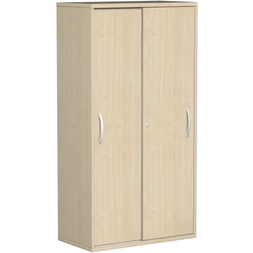 Schiebetürenschrank 4 Ordnerhöhen, 80 cm breit, Dekor Korpus: Lichtgrau, Front: Buche Dunkel