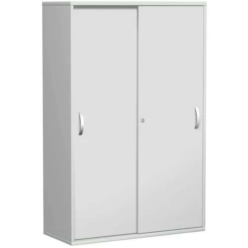 Schiebetürenschrank 4 Ordnerhöhen, 100 cm breit, Dekor Korpus: Lichtgrau, Front: Lichtgrau