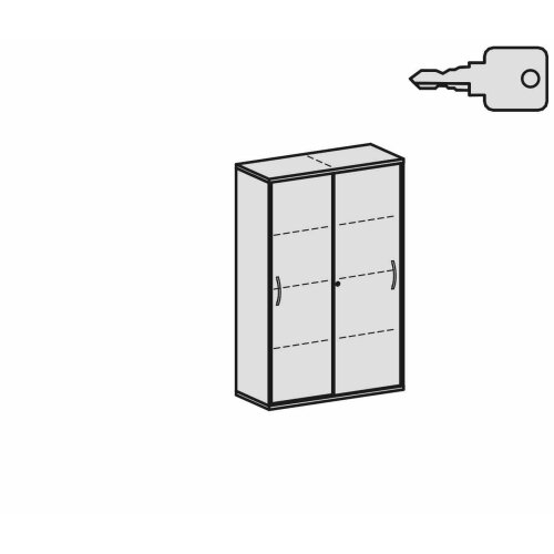 Schiebetürenschrank 4 Ordnerhöhen, 100 cm breit, Dekor Korpus: Lichtgrau, Front: Lichtgrau