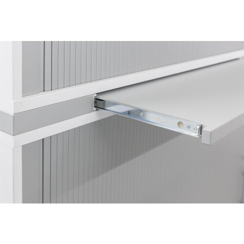 Rolladenschrank 2 Ordnerhöhen, 120 cm Breit Ahorn/ Silber