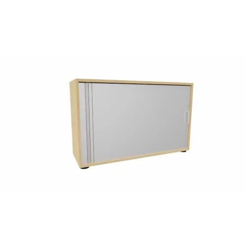 Rolladenschrank 2 Ordnerhöhen, 120 cm Breit Ahorn/ Silber