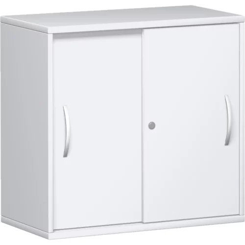 Anstell Schiebetürenschrank 72 cm hoch, 80 cm breit, Dekor Korpus: Weiß, Front: Weiß