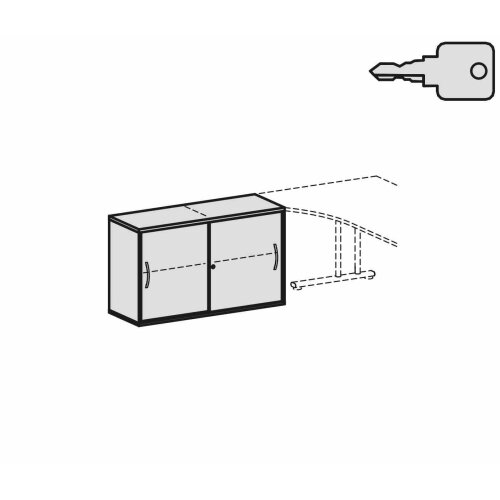 Anstell Schiebetürenschrank 72 cm hoch, 120 cm breit, Dekor Korpus: Lichtgrau, Front: Lichtgrau
