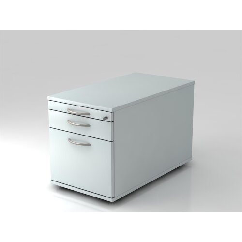 Rollcontainer mit Hängeregistratur, 1 x ORGA Schub, 80 cm Tief abschließbar Grau/ Grau