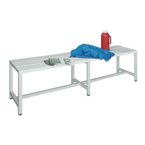 Garderobenbank, 150 cm, Gestell: Reinweiß, Sitzleisten: Kunststoff weiss, ohne Schuhrost