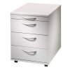 Rollcontainer mit 3 Schubladen + 1 Utensielienschublade, 58 cm Tief Grau/ Grau