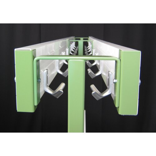 Garderobenbank doppelseitig mit Hakenleiste, 150 cm, Gestell: Anthrazitgrau, Sitzleisten: Kunststoff weiss, ohne Schuhrost