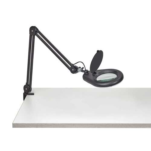 LED Lupenleuchte Schwarz, mit Klemmfuss