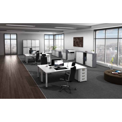 Schreibtisch Freiform 180 x 100 cm Fuss Quadratrohr