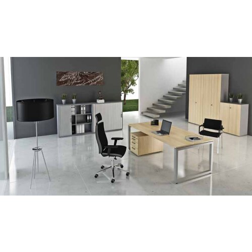 Schreibtisch höhenverstellbar mit Ringfuss 180 x 80 cm