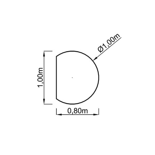 Besprechungsanbau 80 x 100 cm für Rundfuss, Dekor: Grau