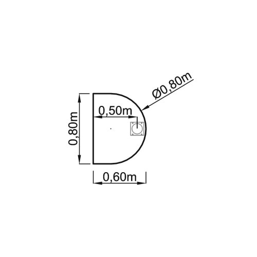 Besprechungsanbau 60x 80 cm für Tische mit Ringfuss, Dekor: Ahorn, Gestell: Silber