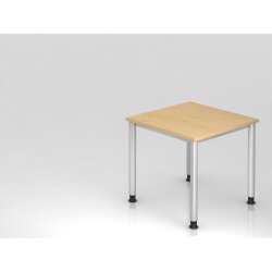 Schreibtisch 80 x 80 cm, Fuss Rundrohr, Dekor: Ahorn