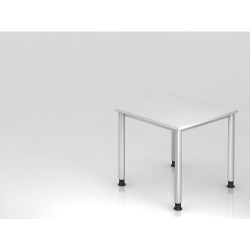 Schreibtisch 80 x 80 cm, Fuss Rundrohr, Dekor: Weiss