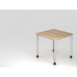 Schreibtisch 80 x 80 cm, Fuss Rundrohr, Dekor: Eiche