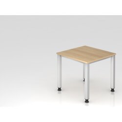 Schreibtisch 80 x 80 cm Fuss Quadratrohr, Dekor: Eiche