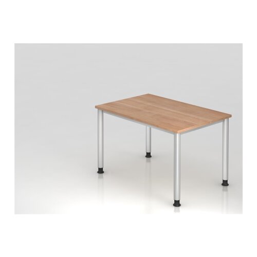 Schreibtisch 120 x 80 cm, Fuss Rundrohr, Dekor: Nussbaum Hell