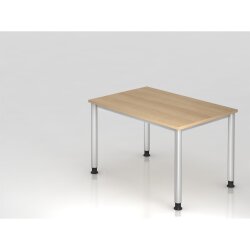 Schreibtisch 120 x 80 cm, Fuss Rundrohr, Dekor: Eiche